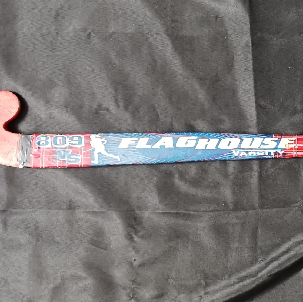 FlagHouse Blue and Black Hockey Stick with Orange Blade